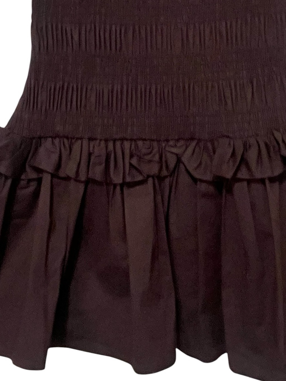 Peppermayo Garden Kisses Shirred Mini Dress Chocolate Brown Size 6 - Picture 6 of 7